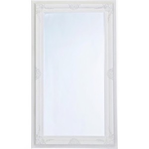 Hvidt spejl m/lidt sølv facetslebet barok 103x178cm - Se Spejle